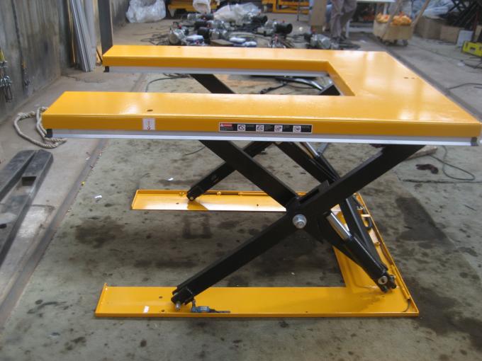 U Shaped Low Profile Scissor Lift Table Cart 1t  Pallet Hydraulic Stationary 1450x1140mm 0