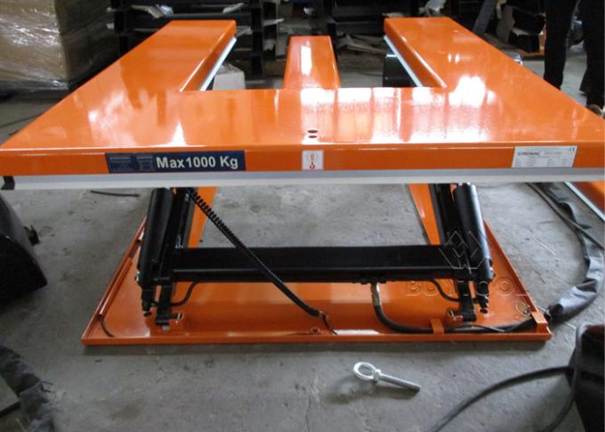1000kg E Shape Low Profile Lift Table Electric Hydraulic Scissor Lifter 1