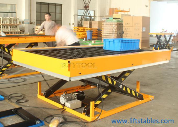 1 Ton  2 Tonne  Rubber Roller Top Hydraulic Scissor Lift Table Trolley Wood Transport 2