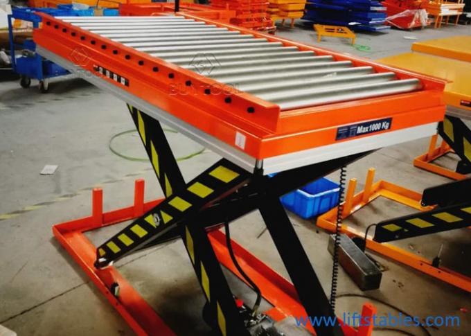 1000 Kg 2200 Lb Roller Lift Table Roller Conveyor Scissor Lift Table Hydraulic Steel 1