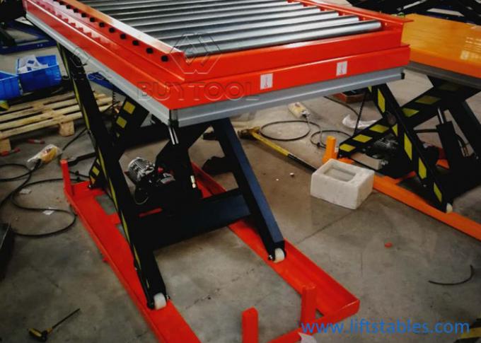 1000 Kg 2200 Lb Roller Lift Table Roller Conveyor Scissor Lift Table Hydraulic Steel 2