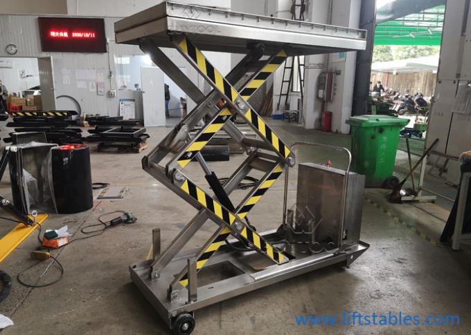 Electric Mobile Stainless Steel Pallet Lift Table With Rollers In Food Field 1220x610mm 1