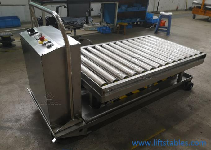 Electric Mobile Stainless Steel Pallet Lift Table With Rollers In Food Field 1220x610mm 2