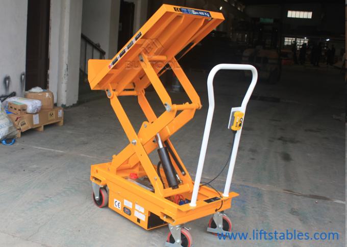 Alloy Steel Q345B 45 Degree Semi - Electric Mobile Scissor Lift Table With Tilt 1