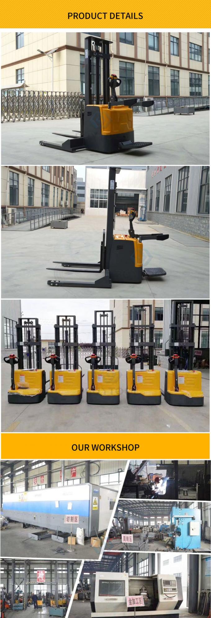 Alloy Steel 2000kg Fully Powered Hydraulic Stacker Electric Pallet Stacker Truck 0