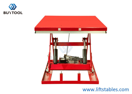 Red Electric Lift Tables 4000lbs 1000mm Stationary Hydraulic Scissor Lift