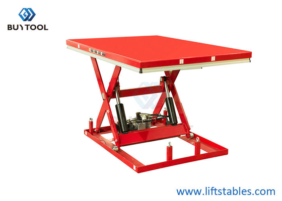 Red Electric Lift Tables 4000lbs 1000mm Stationary Hydraulic Scissor Lift