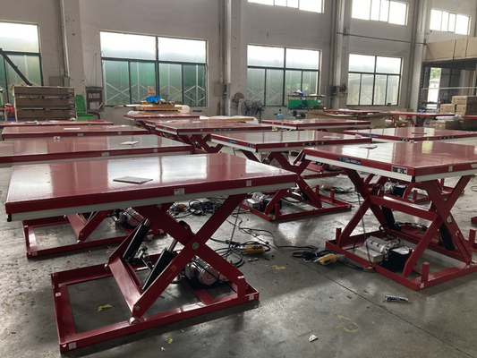 Red Electric Lift Tables 4000lbs 1000mm Stationary Hydraulic Scissor Lift