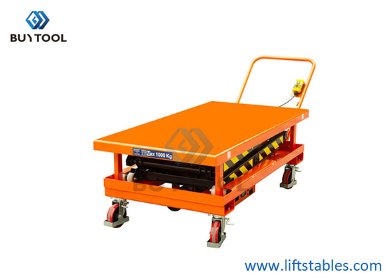 1000kg 2000mm Small Electric Scissor Lift Table Platform Orange