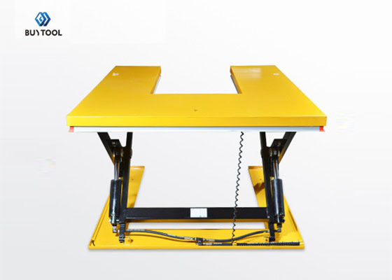 U Shaped Low Profile Scissor Lift Table Cart 1t  Pallet Hydraulic Stationary 1450x1140mm