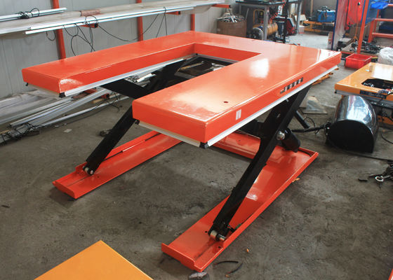 U Shaped Low Profile Scissor Lift Table Cart 1t  Pallet Hydraulic Stationary 1450x1140mm