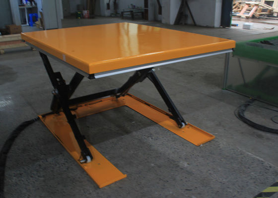 1000kg Ultra Low Profile Lift Table Cart Electric Yellow Pit Free