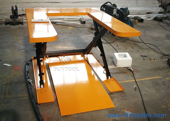 U Shaped Scissor Lift Table With Ramp Platform 150kg 350kg