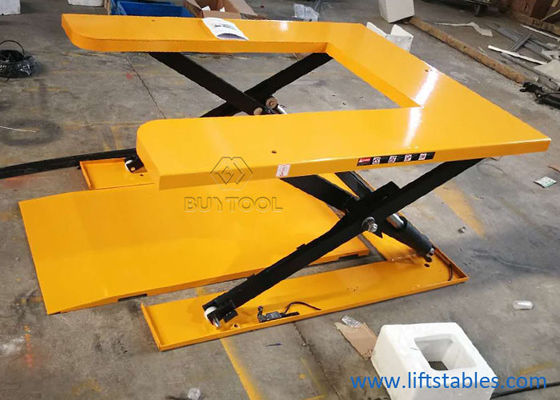 U Shaped Scissor Lift Table With Ramp Platform 150kg 350kg