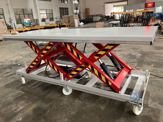 Heavy Duty Electric Mobile Scissor Lift Table With Wheels 4000kg Wireless Remote Control