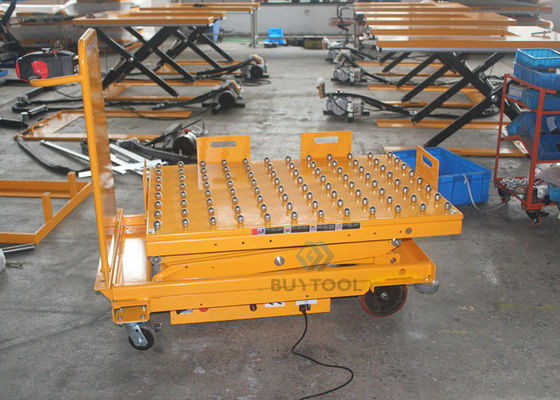 1020×610mm Mobile Lift Tables Mobile Scissor Lift Trolley With Balls 24VDC