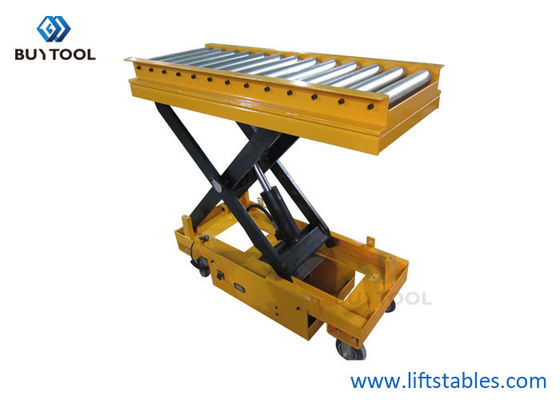 Pallet Roller Conveyor Scissor Lift Tables On Wheels 1100lbs Capacity 40&quot;X20&quot;