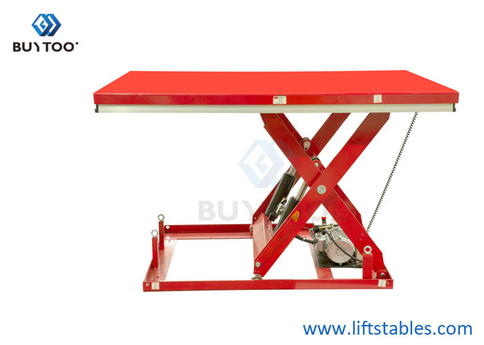 China Red Electric Lift Tables 4000lbs 1000mm Stationary Hydraulic Scissor Lift