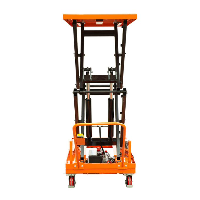 1000kg 2000mm Small Electric Scissor Lift Table Platform Orange 0
