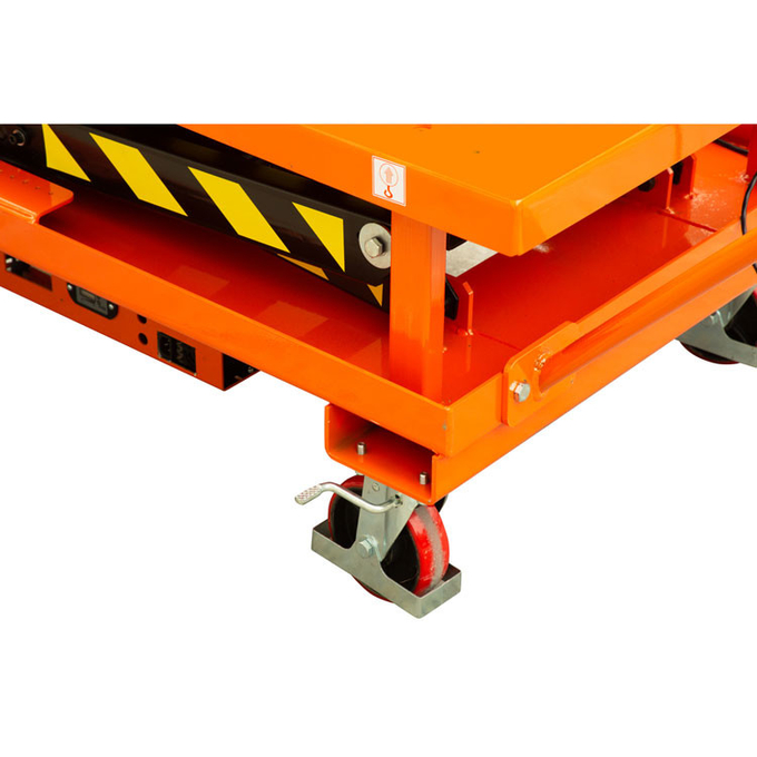 1000kg 2000mm Small Electric Scissor Lift Table Platform Orange 2