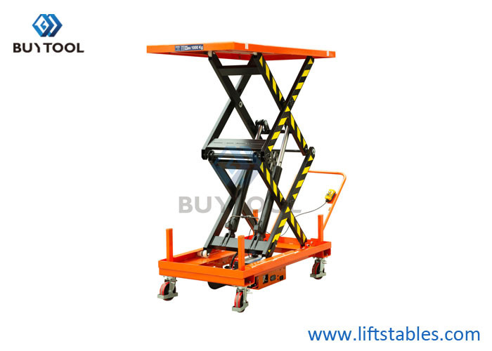 China 1000kg 2000mm Small Electric Scissor Lift Table Platform Orange