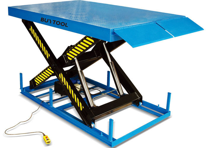 China 1000mm Electric Scissor Lift Trolley Blue Electric Hydraulic Table Lift