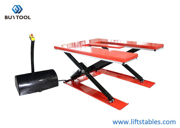 buy 1 Tonne Low Profile Electric Lift Tables Cart Portable Pallet Scissor Lift Table E Shape 1450x1200mm online manufacturer