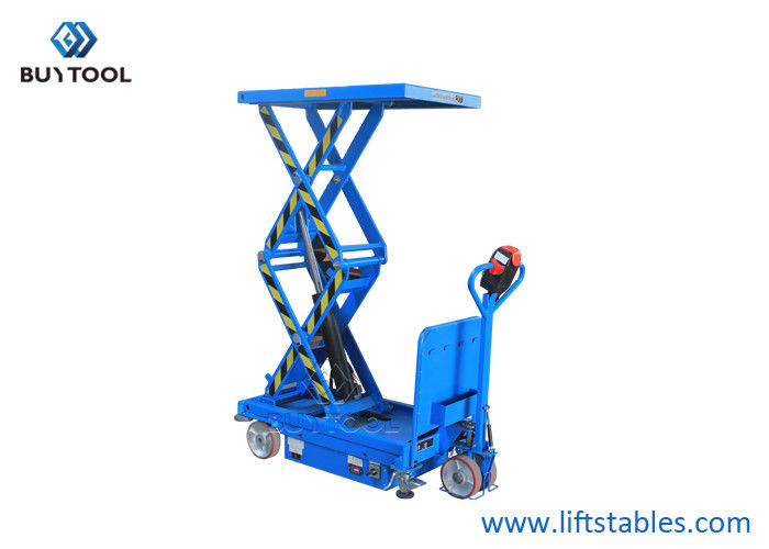 buy 0.8kw Hydraulic Heavy Duty Mobile Lift Tables 500kg 300kg  800kg 1000kg online manufacturer