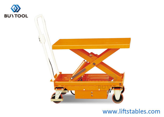 buy 500kg 1102lbs Mobile Lift Tables Hydraulic Manual Mobile Single Scissor Lift Table Trolley online manufacturer