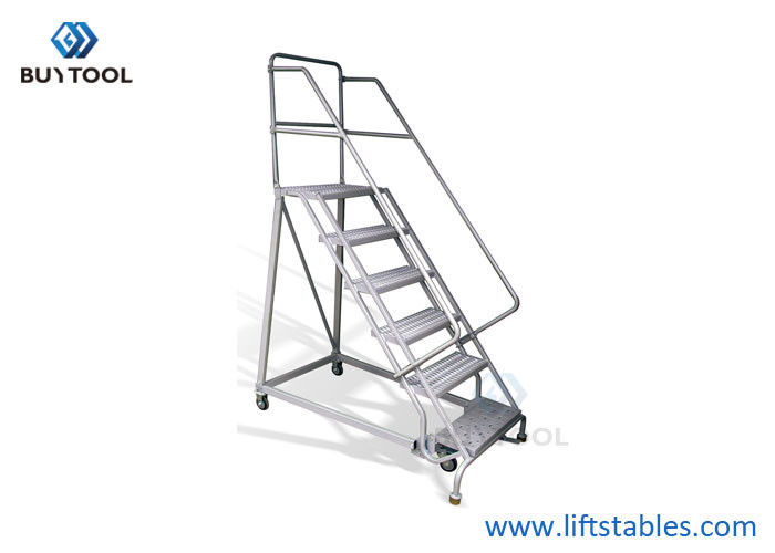 China Six Steps Steel Industrial Rolling Ladder 300kg 2340mm Auxiliary Equipments
