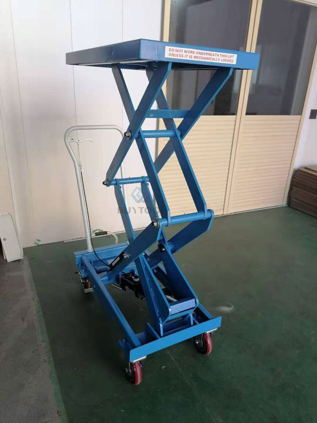 Twin Scissor Manual Lift Work Table Cart 1100lbs 62" Lifting Height 1