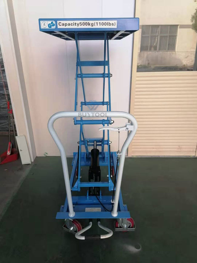 Twin Scissor Manual Lift Work Table Cart 1100lbs 62" Lifting Height 2