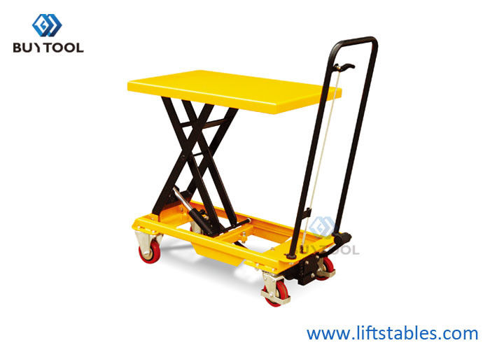 China Small Manual Scissor Lift Table Cart Trolley Platform For Material Handling  980mm