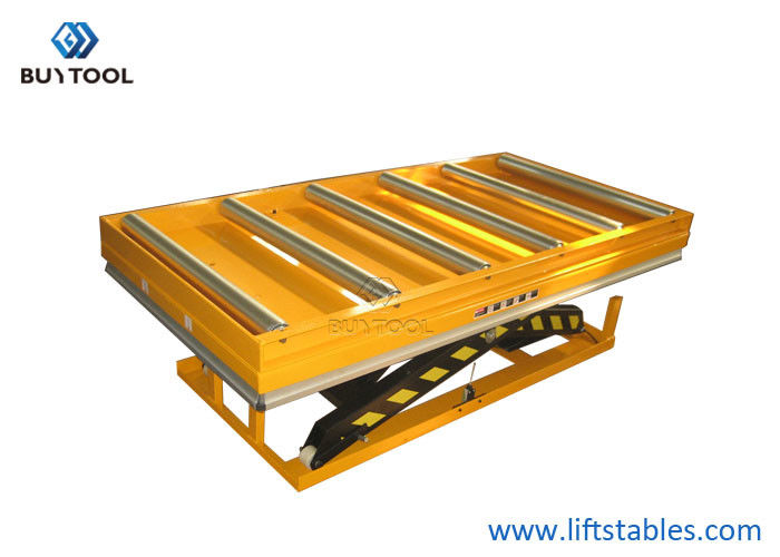 China Electric Hydraulic Table Lift Cart Stationary Pallet Lifter Equipped With Conveyor Top 1.1kw