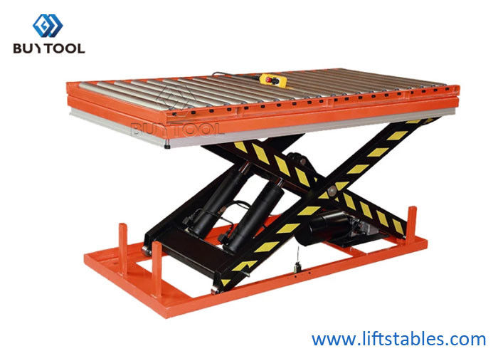 buy Electric Scissor Hydraulic Lift Table With Roller Conveyor Lift Table 2400x1500mm online manufacturer