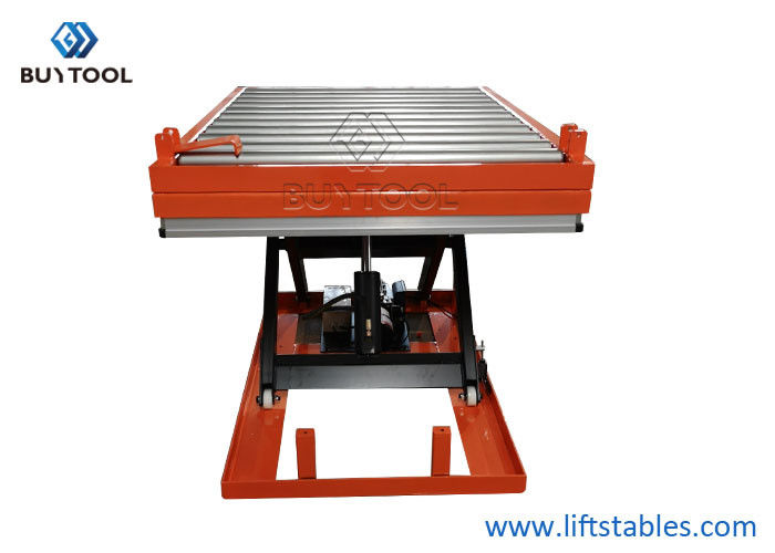 quality 1000 Kg 2200 Lb Roller Lift Table Roller Conveyor Scissor Lift Table Hydraulic Steel factory