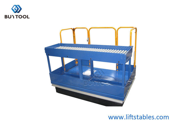 China 100 Lb Electric Stationary Lift Table 48x72 Pop-Up Ball Transfer Platform With Safety Rails