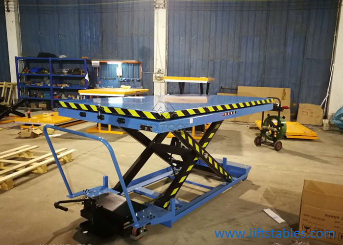 buy Small Manual Lift Table Single Scissor Low Profile Rotary Hydraulic Foot Pump Lift Table 2350x1300mm online manufacturer