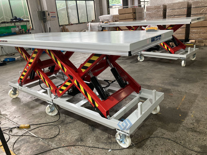 Good price Heavy Duty Electric Mobile Scissor Lift Table With Wheels 4000kg Wireless Remote Control online