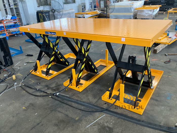 China 3000kg 3 Ton Triple Scissor Lift Table 48 X 96 Hydraulic For Pallet Good Loading