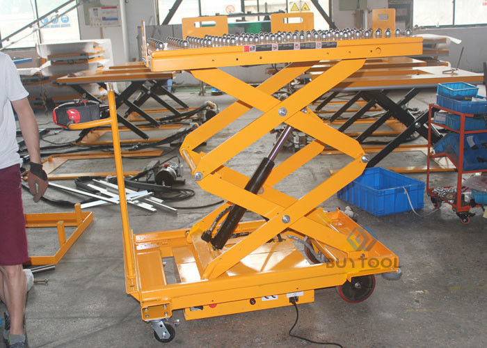 Good price 1020×610mm Mobile Lift Tables Mobile Scissor Lift Trolley With Balls 24VDC online