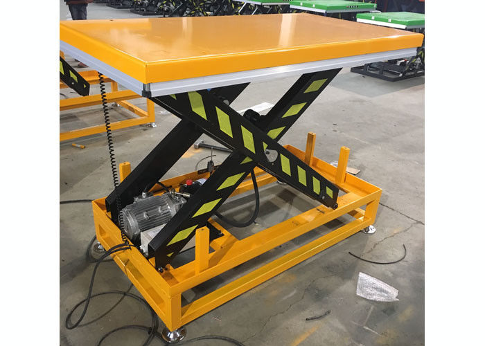 Good price 1.1kw Hydraulic Scissor Lift Work Table Workbench With High Base Frame 1600x1000mm online