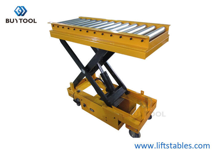 Pallet Roller Conveyor Scissor Lift Tables On Wheels 1100lbs Capacity 40"X20"