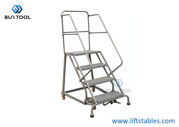 China 150kg 130 Kg  4 Step Industrial Step Ladder Steel Rolling Ladder For Building Construction 8 Feet 10 Feet