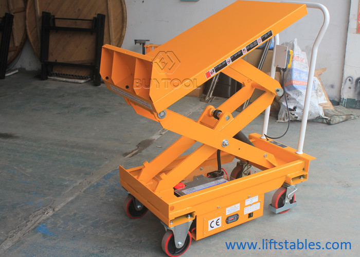 buy 45 Degree Mini Mobile Portable Electric Scissor Lifting Table Trolley Hydraulic 800kg online manufacturer