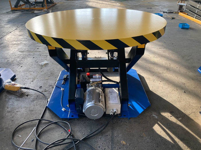 China Stationary Lift Table With Carousel Turntable / Rotating Lift Table 2200lbs Capacity